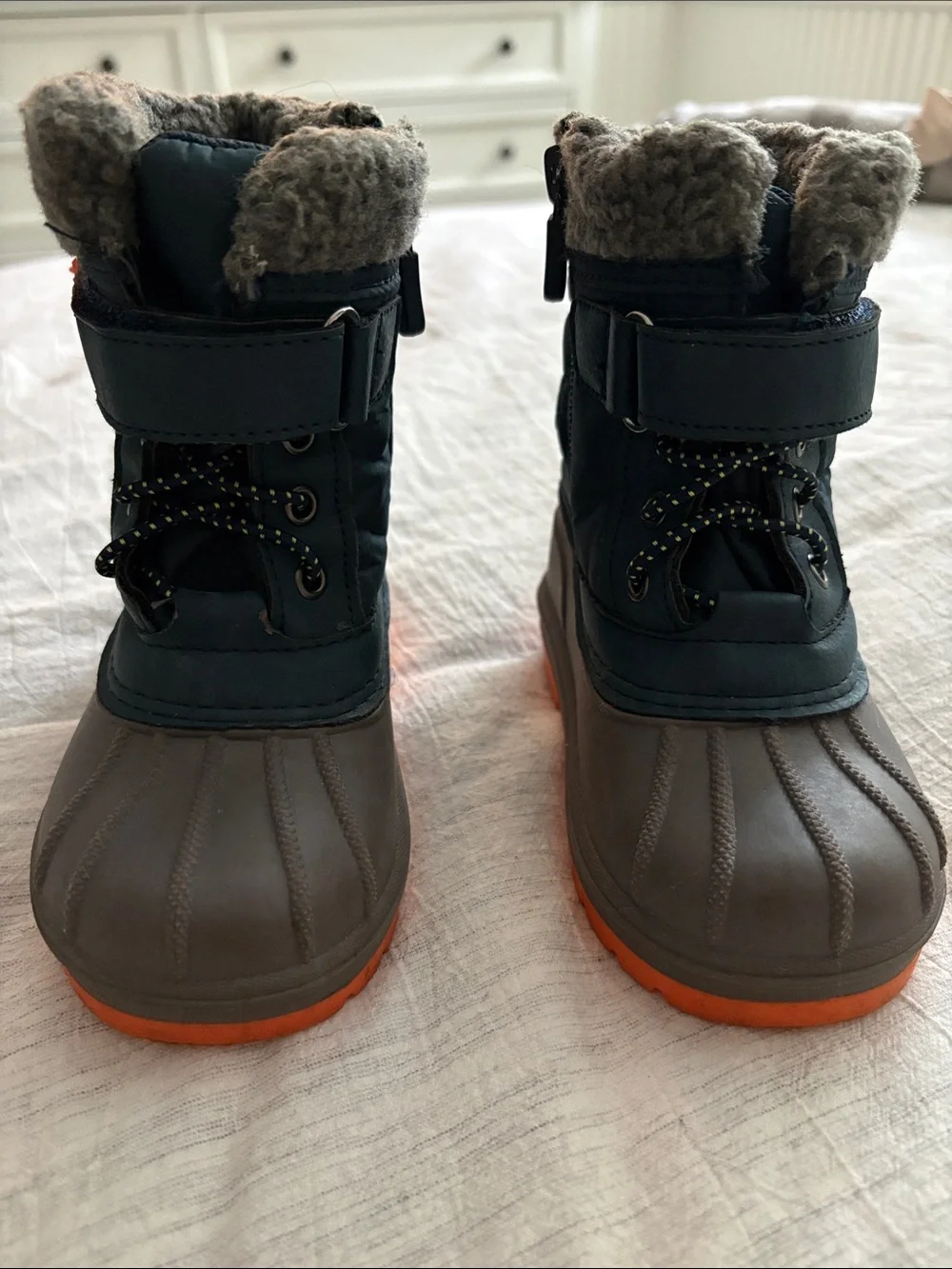 Cat & Jack Kids Gray and Orange Insulated Snow Boots